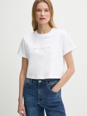 Calvin Klein Jeans t-shirt bawełniany damski kolor biały LV047AB814