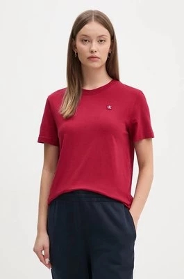 Calvin Klein Jeans t-shirt bawełniany damski kolor bordowy