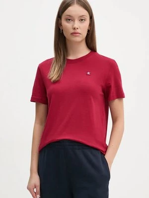 Calvin Klein Jeans t-shirt bawełniany damski kolor bordowy