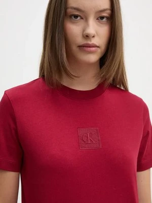 Calvin Klein Jeans t-shirt bawełniany damski kolor bordowy J20J224253