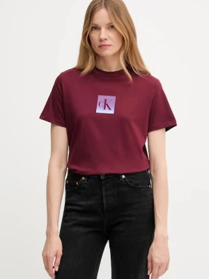 Calvin Klein Jeans t-shirt bawełniany damski kolor bordowy LV047C864G