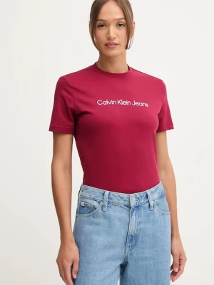 Calvin Klein Jeans t-shirt bawełniany damski kolor bordowy LV047C912G