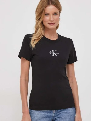 Calvin Klein Jeans t-shirt bawełniany damski kolor czarny