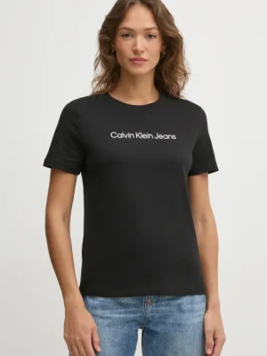 Calvin Klein Jeans t-shirt bawełniany damski kolor czarny LV047AB805