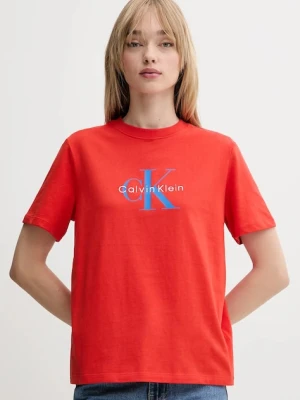 Calvin Klein Jeans t-shirt bawełniany damski kolor czerwony LV047B865G