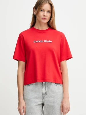 Calvin Klein Jeans t-shirt bawełniany damski kolor czerwony LV047D205G
