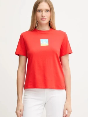 Calvin Klein Jeans t-shirt bawełniany damski kolor czerwony LV047D874G