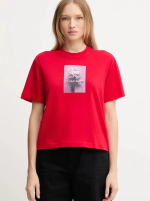 Calvin Klein Jeans t-shirt bawełniany damski kolor czerwony LV047D880G