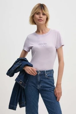 Calvin Klein Jeans t-shirt bawełniany damski kolor fioletowy J20J223556