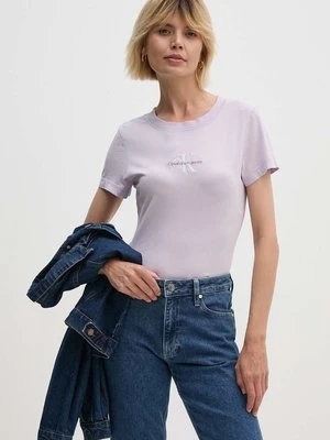 Calvin Klein Jeans t-shirt bawełniany damski kolor fioletowy J20J223556