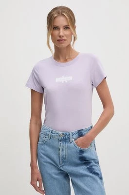 Calvin Klein Jeans t-shirt bawełniany damski kolor fioletowy J20J223625