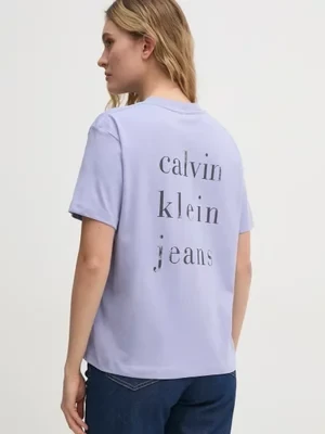 Calvin Klein Jeans t-shirt bawełniany damski kolor fioletowy J20J225238