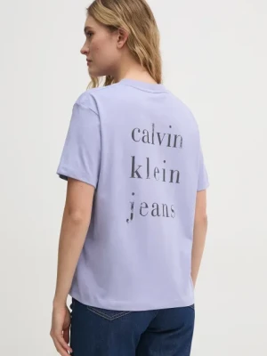 Calvin Klein Jeans t-shirt bawełniany damski kolor fioletowy J20J225238