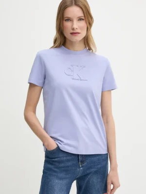Calvin Klein Jeans t-shirt bawełniany damski kolor fioletowy J20J225256