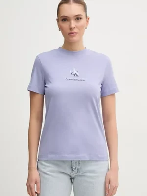 Calvin Klein Jeans t-shirt bawełniany damski kolor fioletowy J20J225545