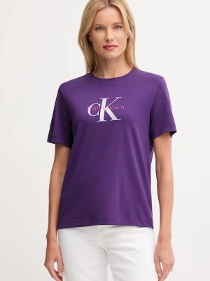 Calvin Klein Jeans t-shirt bawełniany damski kolor fioletowy LV047B865G