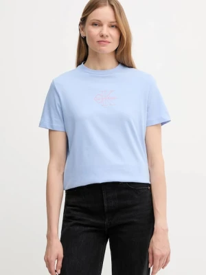 Zdjęcie produktu Calvin Klein Jeans t-shirt bawełniany damski kolor fioletowy LV047C863G