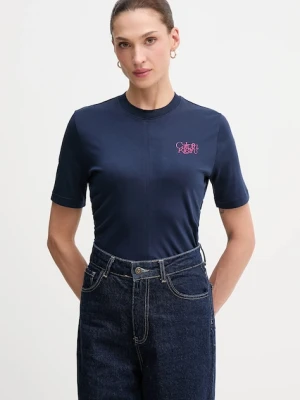 Calvin Klein Jeans t-shirt bawełniany damski kolor granatowy LV047D211G