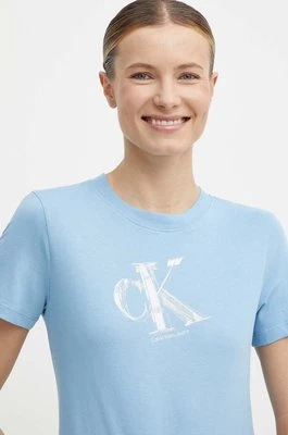 Calvin Klein Jeans t-shirt bawełniany damski kolor niebieski J20J223165