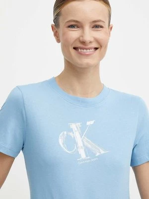 Calvin Klein Jeans t-shirt bawełniany damski kolor niebieski J20J223165