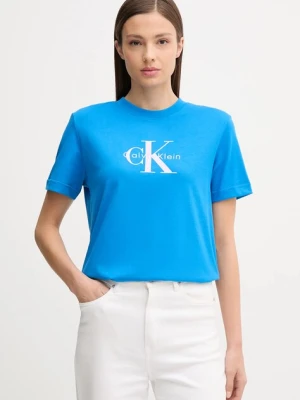 Calvin Klein Jeans t-shirt bawełniany damski kolor niebieski LV047B865G
