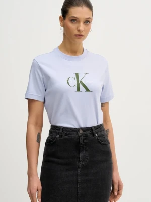 Calvin Klein Jeans t-shirt bawełniany damski kolor niebieski LV047B865G