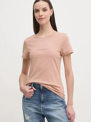 Calvin Klein Jeans t-shirt bawełniany damski kolor pomarańczowy J20J223563