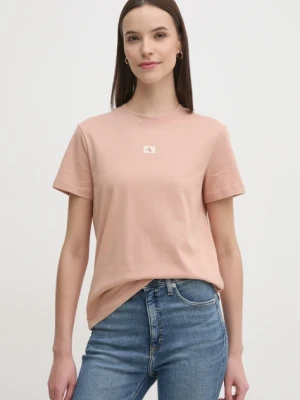 Calvin Klein Jeans t-shirt bawełniany damski kolor pomarańczowy J20J225084