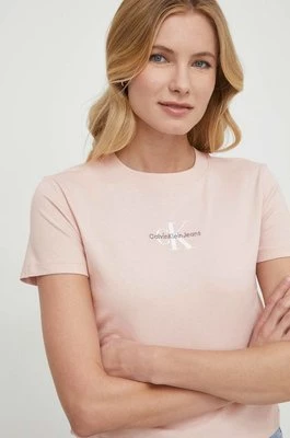 Calvin Klein Jeans t-shirt bawełniany damski kolor różowy