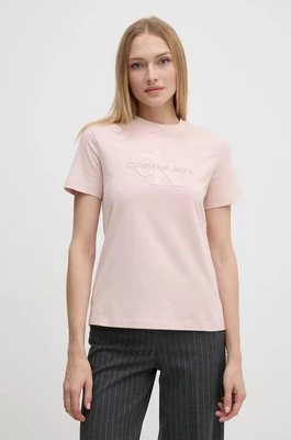 Calvin Klein Jeans t-shirt bawełniany damski kolor różowy J20J224244