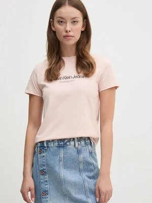 Calvin Klein Jeans t-shirt bawełniany damski kolor różowy J20J224914