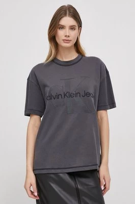 Calvin Klein Jeans t-shirt bawełniany damski kolor szary