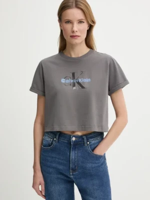 Calvin Klein Jeans t-shirt bawełniany damski kolor szary LV047AB814