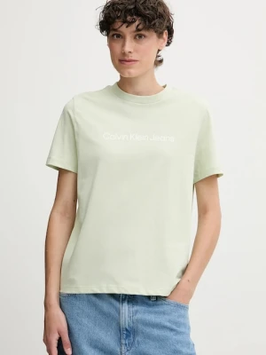 Calvin Klein Jeans t-shirt bawełniany damski kolor zielony LV047C912G