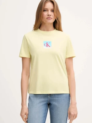 Calvin Klein Jeans t-shirt bawełniany damski kolor żółty LV047D874G
