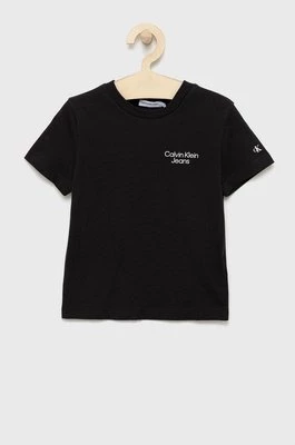 Calvin Klein Jeans t-shirt bawełniany dziecięcy IB0IB01319.9BYY kolor czarny z nadrukiem