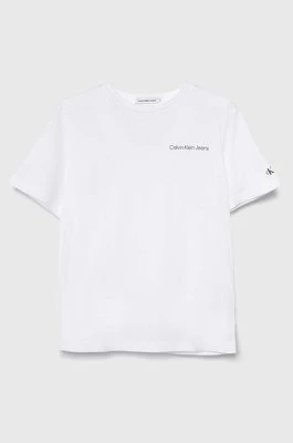 Calvin Klein Jeans t-shirt bawełniany dziecięcy kolor biały z nadrukiem