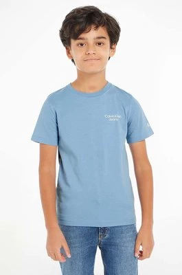Calvin Klein Jeans t-shirt bawełniany dziecięcy kolor niebieski gładki