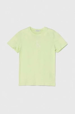Calvin Klein Jeans t-shirt bawełniany dziecięcy kolor zielony z nadrukiem