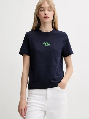 Calvin Klein Jeans t-shirt bawełniany granatowy