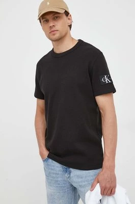 Calvin Klein Jeans t-shirt bawełniany kolor czarny z aplikacją