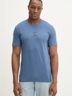 Calvin Klein Jeans t-shirt bawełniany kolor niebieski z aplikacją J30J325649