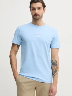 Calvin Klein Jeans t-shirt bawełniany kolor niebieski z aplikacją J30J325649