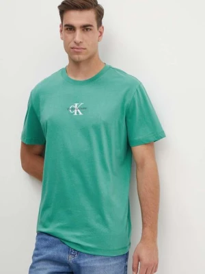 Calvin Klein Jeans t-shirt bawełniany kolor zielony z aplikacją J30J325649