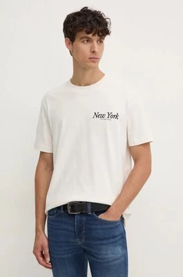 Calvin Klein Jeans t-shirt bawełniany męski kolor beżowy z nadrukiem J30J326862