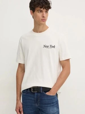 Calvin Klein Jeans t-shirt bawełniany męski kolor beżowy z nadrukiem J30J326862