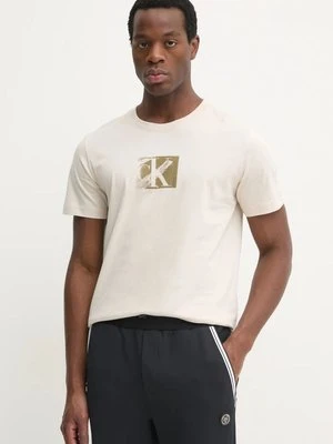 Calvin Klein Jeans t-shirt bawełniany męski kolor beżowy z nadrukiem J30J327077