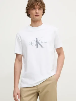 Calvin Klein Jeans t-shirt bawełniany męski kolor beżowy z nadrukiem J30J327086