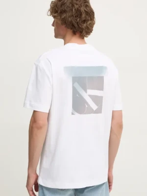 Calvin Klein Jeans t-shirt bawełniany męski kolor biały gładki J30J327089