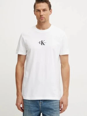 Calvin Klein Jeans t-shirt bawełniany męski kolor biały z aplikacją J30J325649